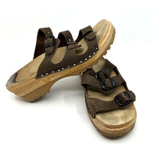 Troentorps Daisy Wooden Clog Women's 5.5 EU 36 Brown Adj. Boho